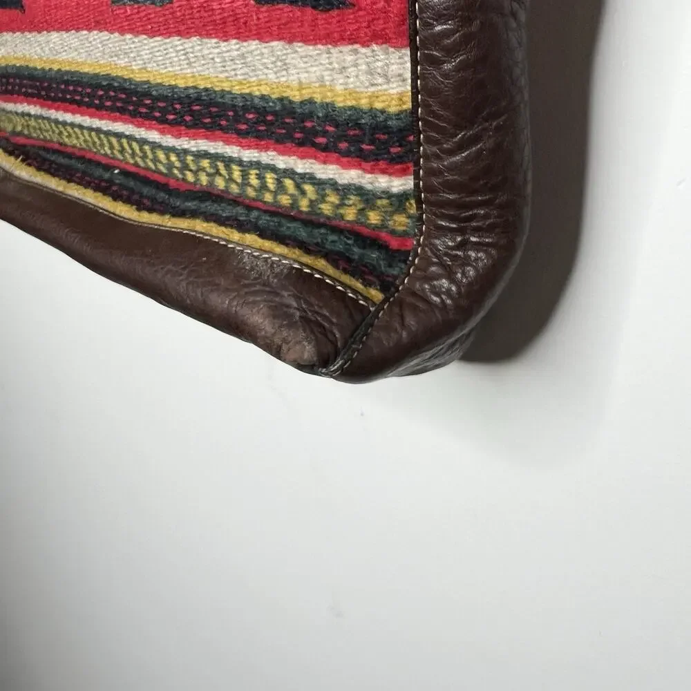 Born Wool Leather Tote Bag Southwestern Boho Aztec Pattern Shoulder‎ Purse